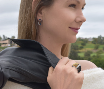 SS BLUEBERRY CABLE PAPERCLIP EARRINGS WITH 14K GOLD AND DIAMONDS