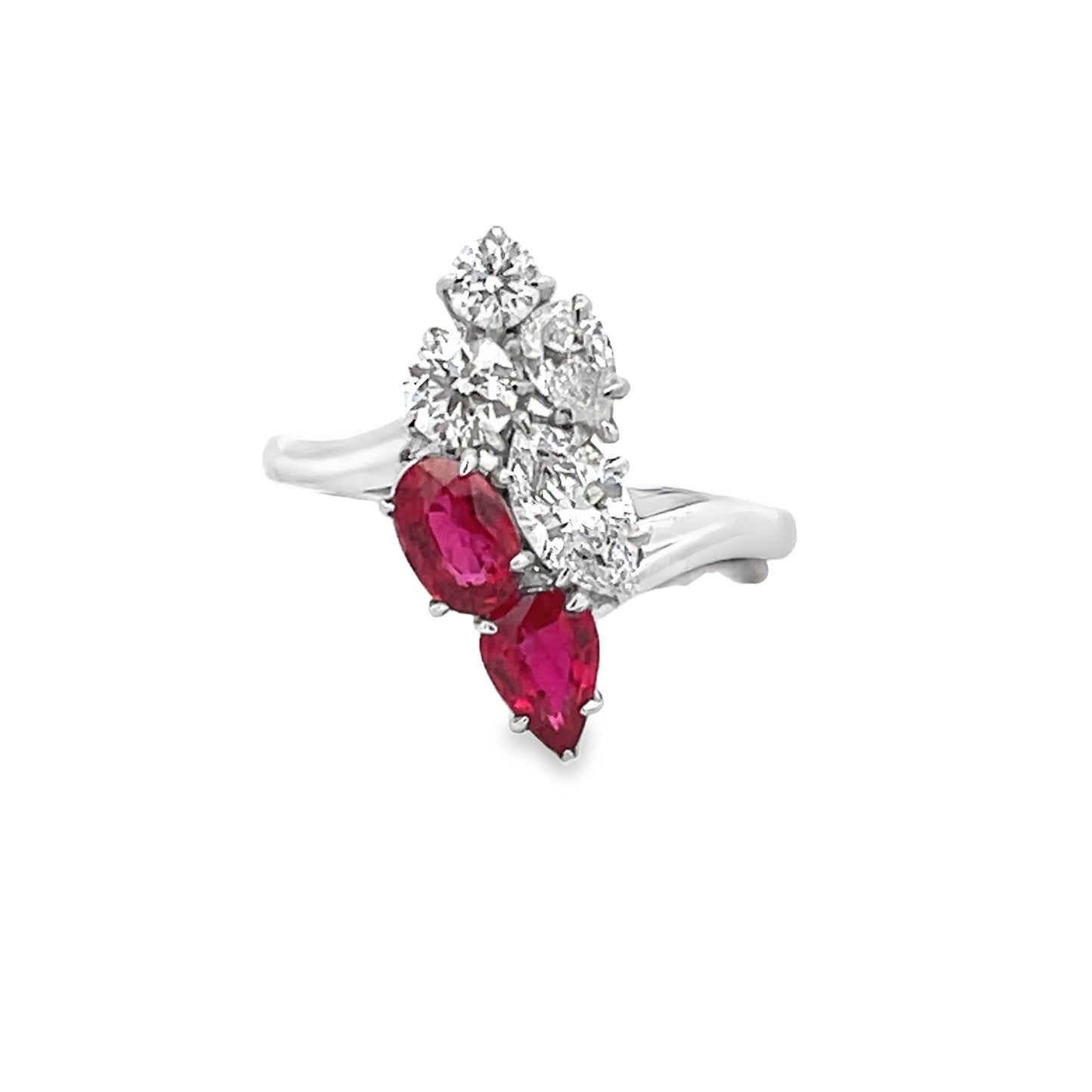 18KW RUBY AND DIAMOND CLUSTER RING