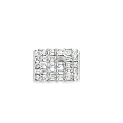 18KW MULTI ROW DIAMOND COCKTAIL RING