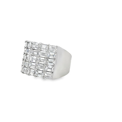 18KW MULTI ROW DIAMOND COCKTAIL RING