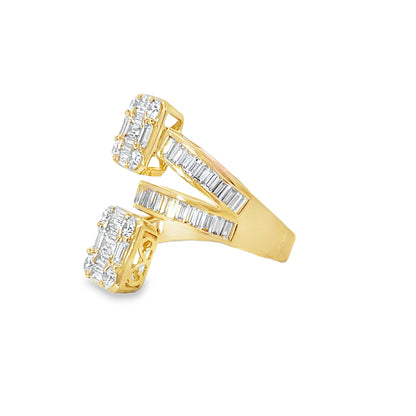 18KY MULTI-STONE SQUARE BYPASS COCKTAIL RING