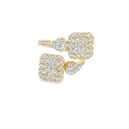 18KY SQUARE DIAMOND BYPASS RING