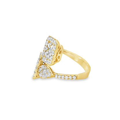 18KY SQUARE DIAMOND BYPASS RING