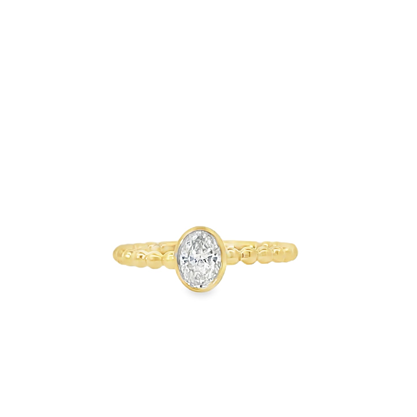 18K Yellow Gold Solitaire Ring with Oval Brilliant Cut Diamond