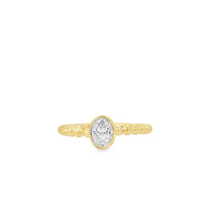 18K Yellow Gold Solitaire Ring with Oval Brilliant Cut Diamond