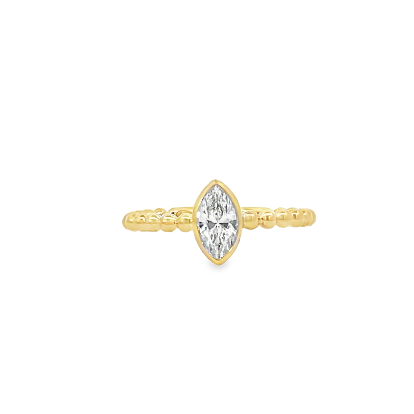 18K Yellow Gold Solitaire Ring with Marquise Cut Diamond
