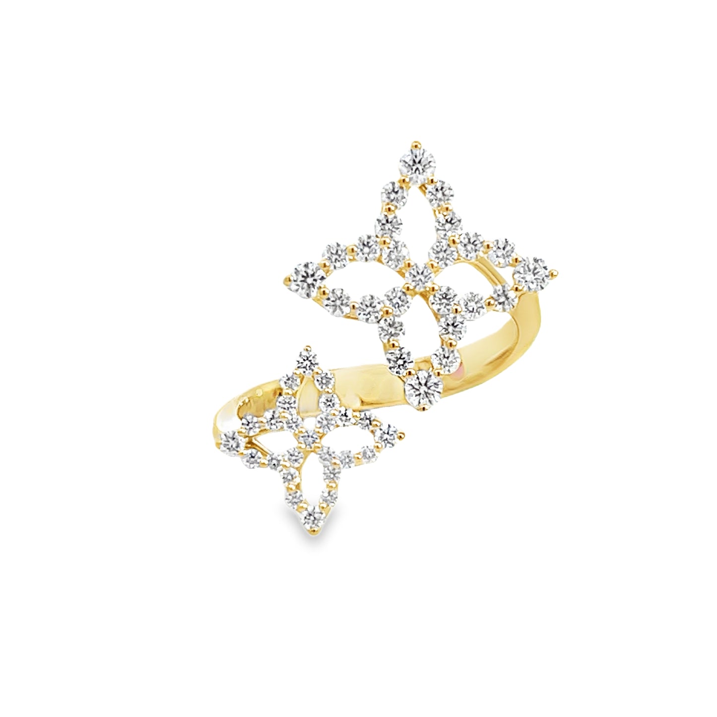 18KY DIAMOND PRINCESS OUTLINE FLOWER RING