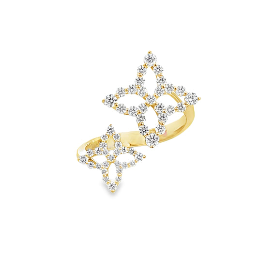 18KY DIAMOND PRINCESS OUTLINE FLOWER RING