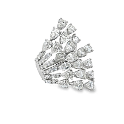 18KW DIAMOND CASCADE COCKTAIL RING