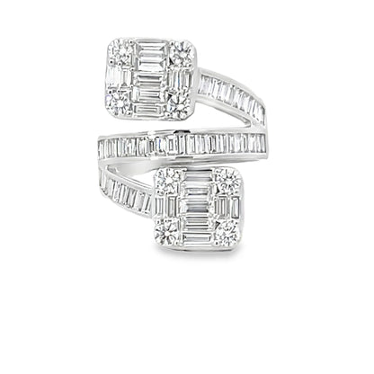 18KW DIAMOND MULTI-STONE BYPASS RING