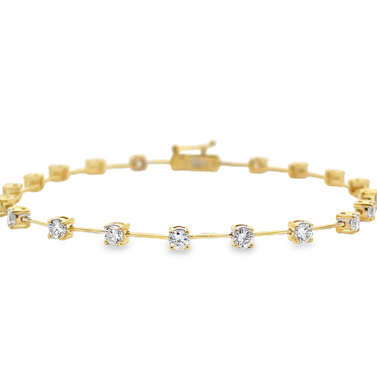 18KY ROUND DIAMOND STATION BRACELET