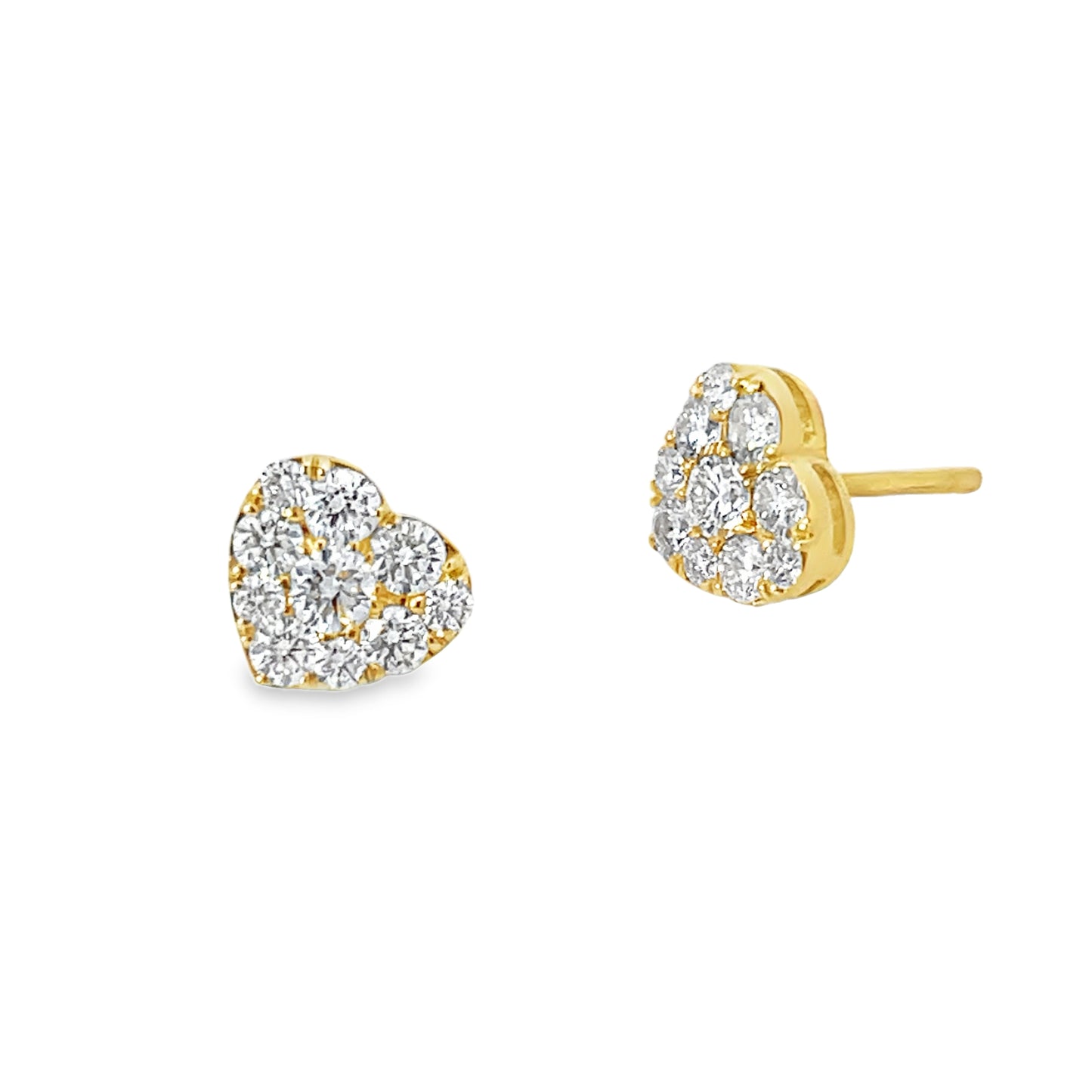 18KY HEAR-SHAPED DIAMOND STUD EARRINGS