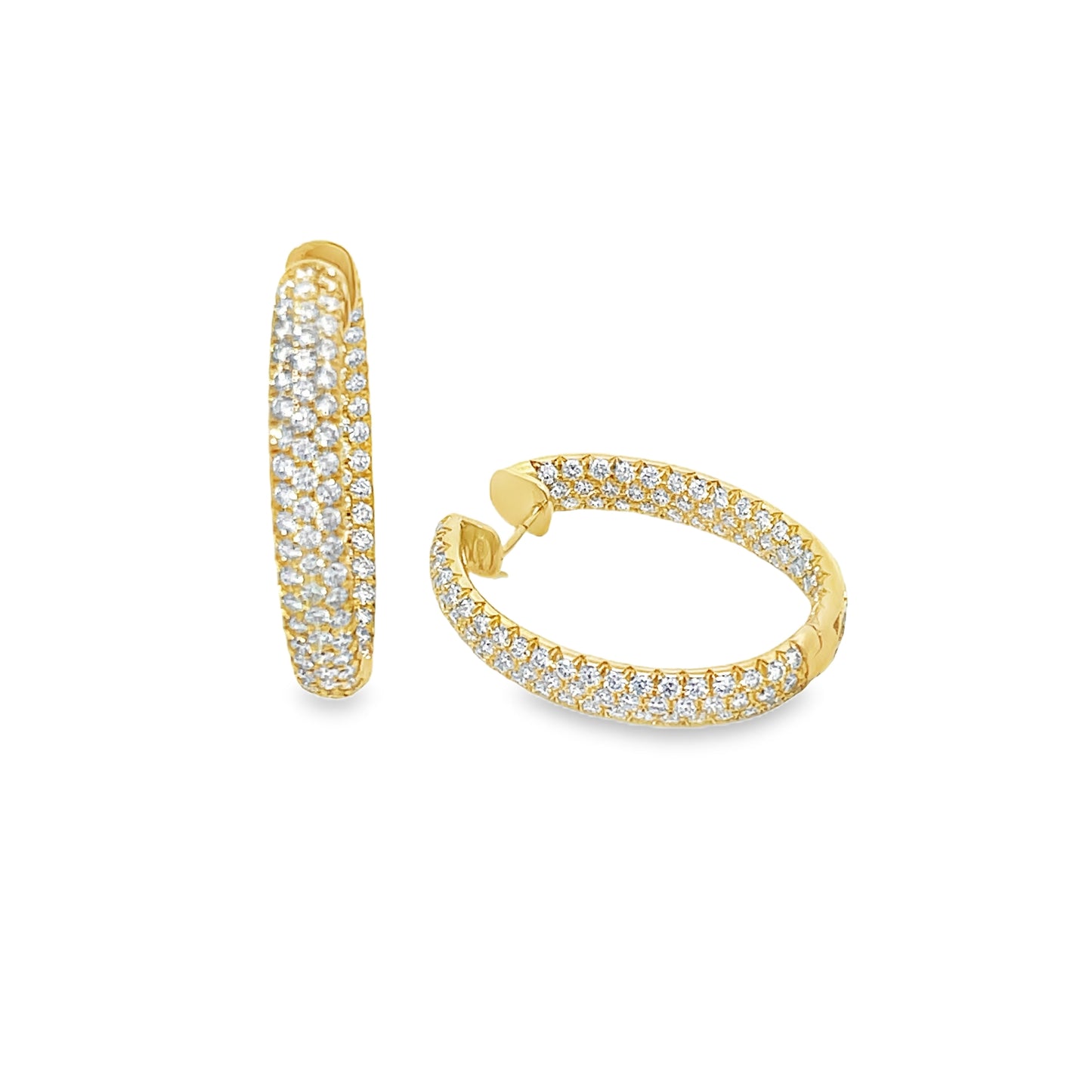 18KY LARGE OVAL DIAMOND HOOPS