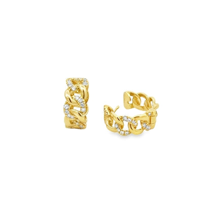 18KY DIAMOND CHAIN HOOP EARRINGS