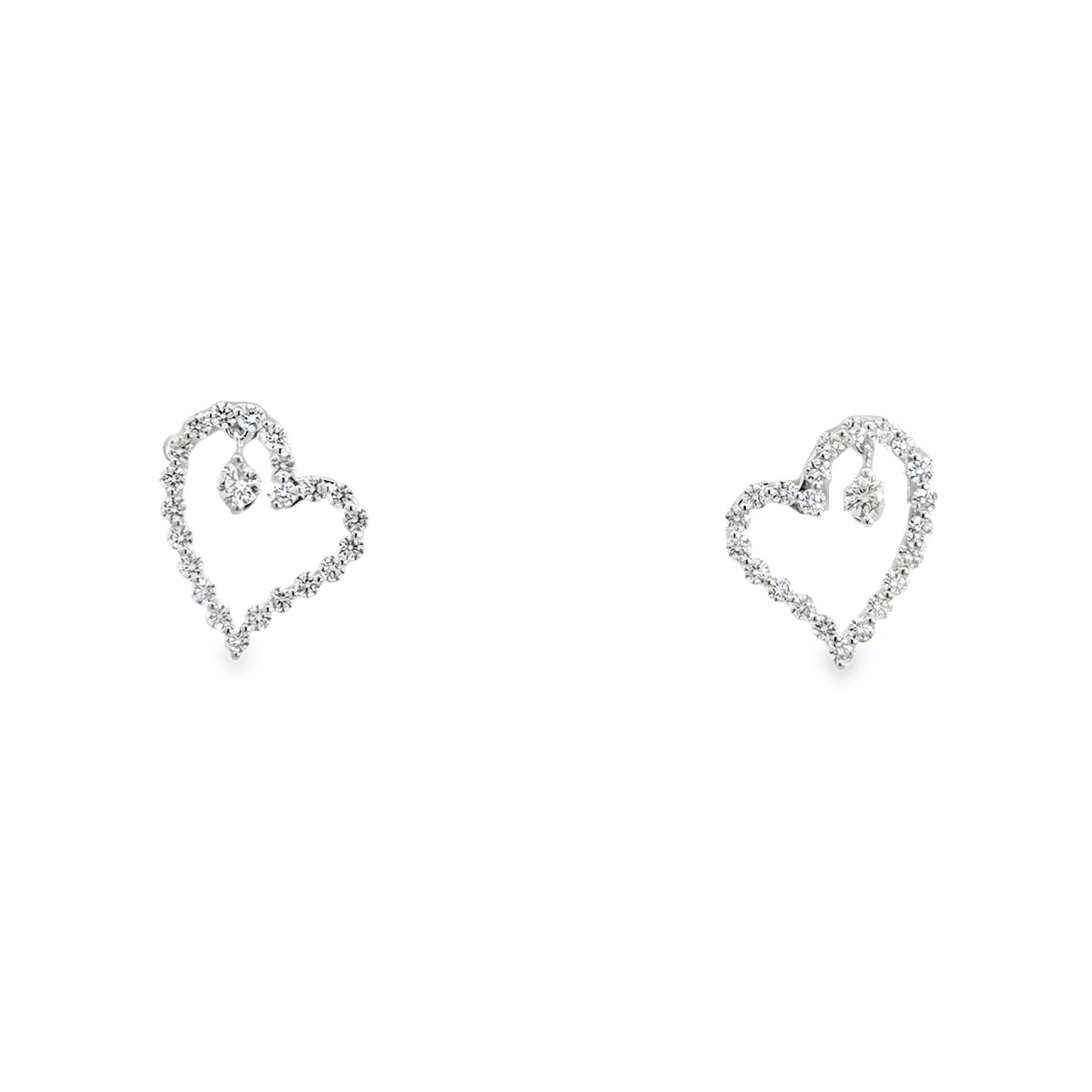 ROBERTO COIN 18KW OPEN HEART DIAMOND EARRINGS