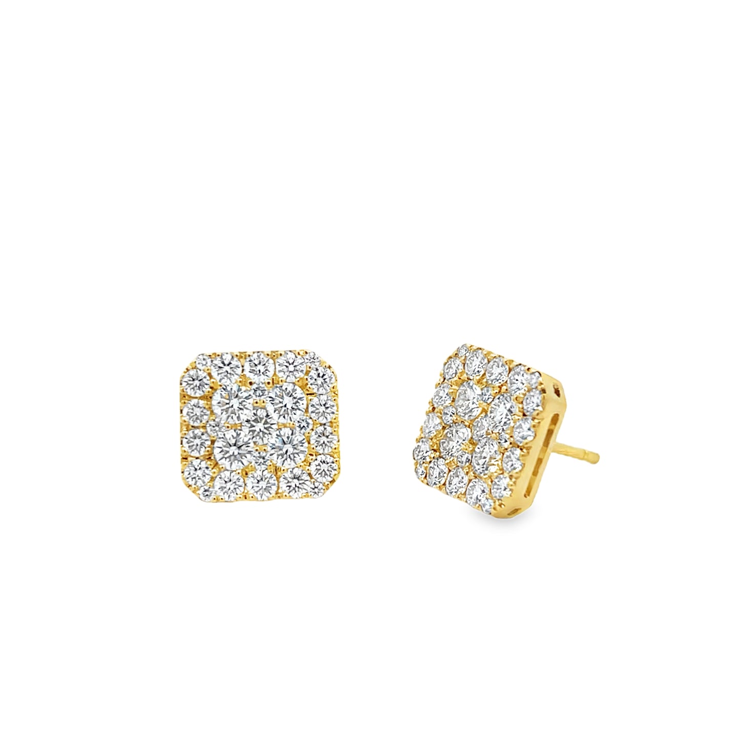 18KY SQUARE DIAMOND STUD EARRINGS