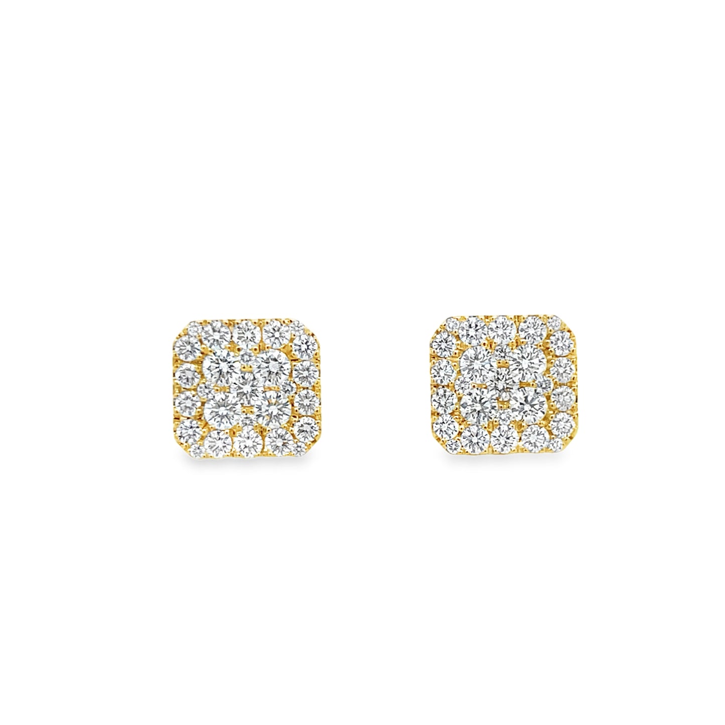 18KY SQUARE DIAMOND STUD EARRINGS