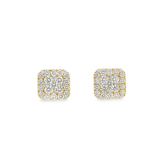 18KY SQUARE DIAMOND STUD EARRINGS