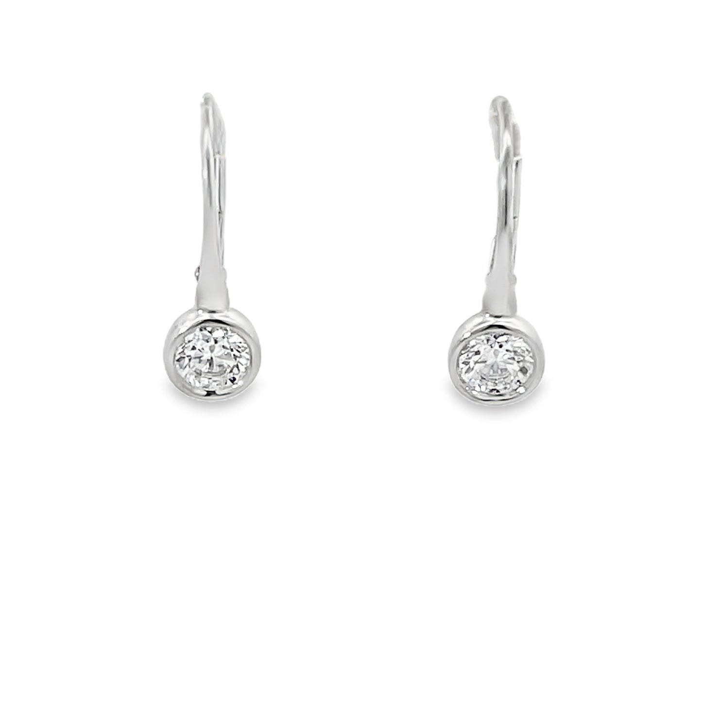 18KW DIAMOND SOLITAIRE BEZET SET EARRINGS