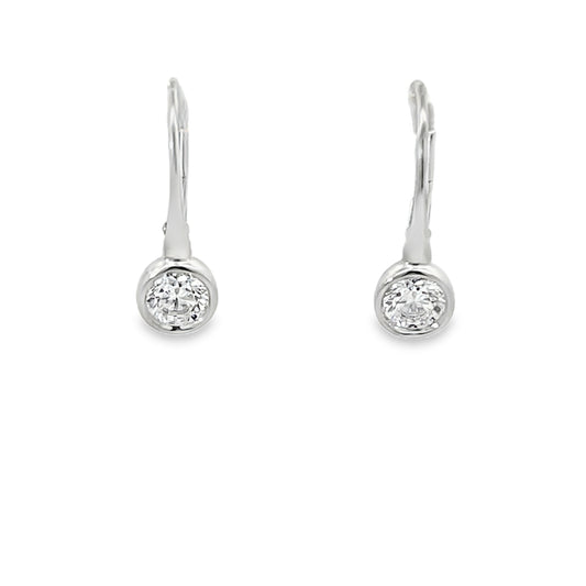 18KW DIAMOND SOLITAIRE BEZET SET EARRINGS