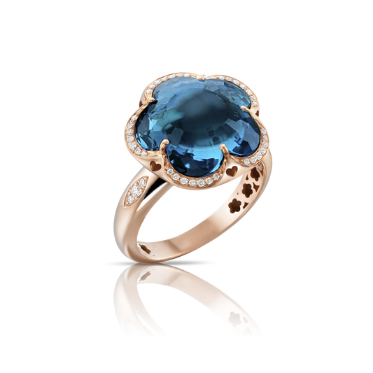 18KR BON TON LONDON BLUE TOPAZ RING