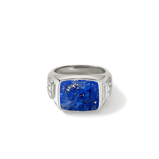 MENS SILVER AND LAPIS SIGNET RING