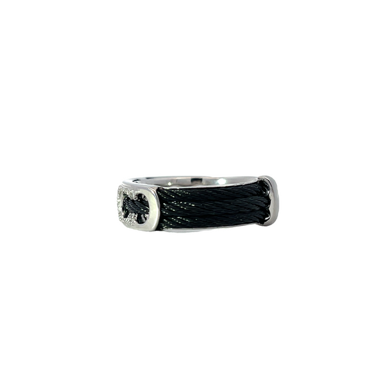BLACK CABLE DIAMOND FASHION RING