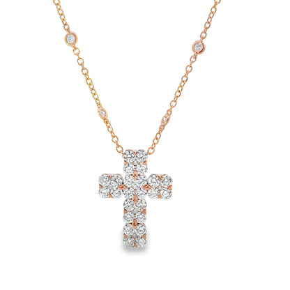 18KR DIAMOND CROSS PENDANT NECKLACE