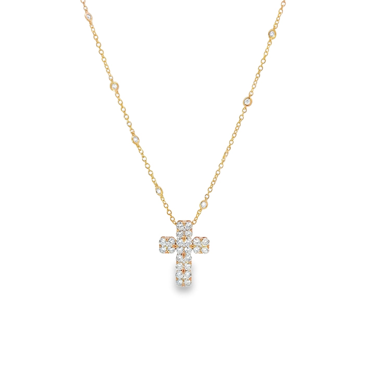 18KR DIAMOND CROSS PENDANT NECKLACE