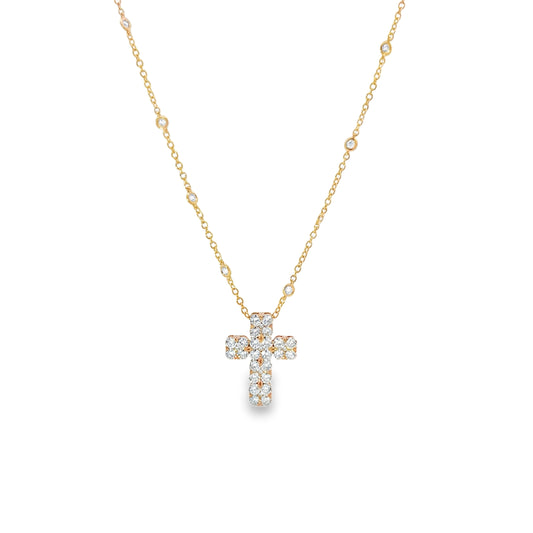 18KR DIAMOND CROSS PENDANT NECKLACE