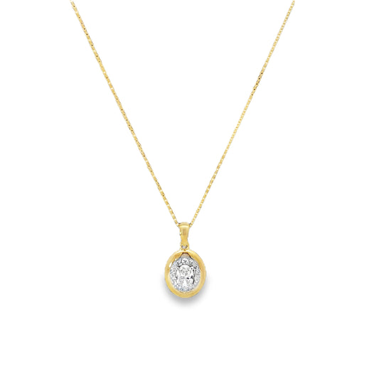 14K Yellow Gold Oval Diamond Pendant