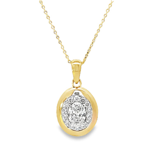 14K Yellow Gold Oval Diamond Pendant