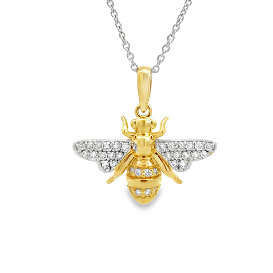 18KYW TINY TREASURES DIAMOND BEE PENDANT
