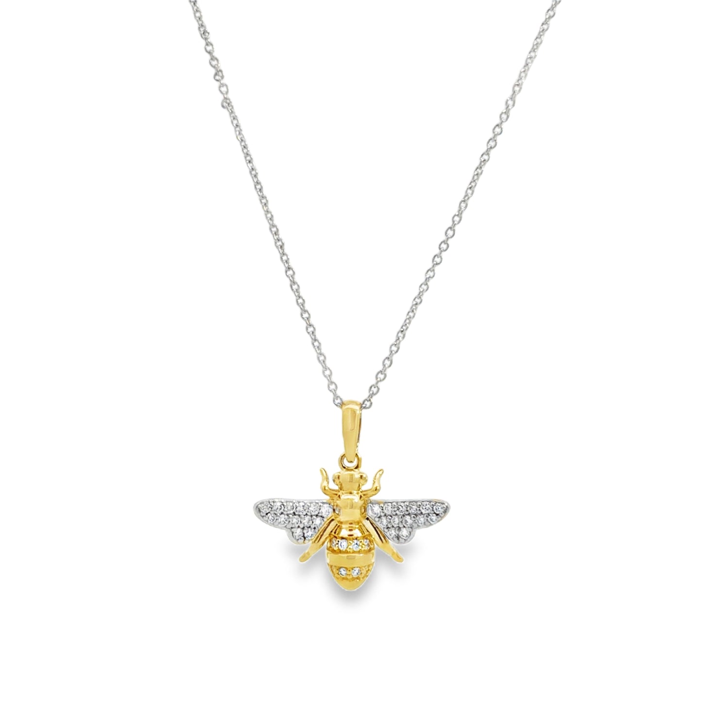 18KYW TINY TREASURES DIAMOND BEE PENDANT