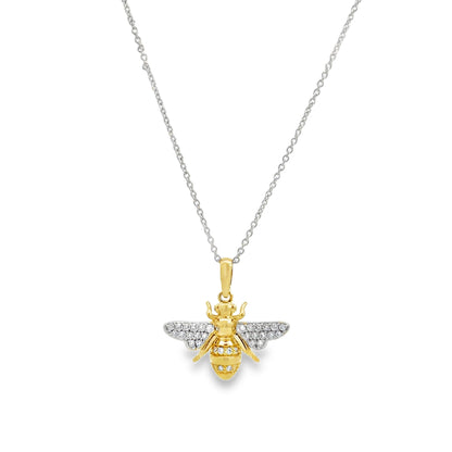 18KYW TINY TREASURES DIAMOND BEE PENDANT