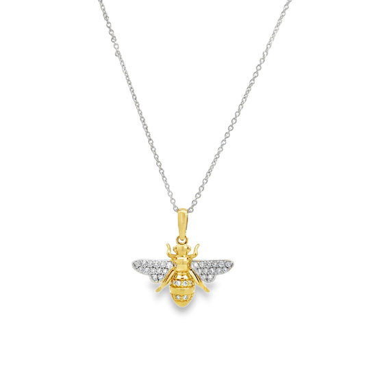 18KYW TINY TREASURES DIAMOND BEE PENDANT