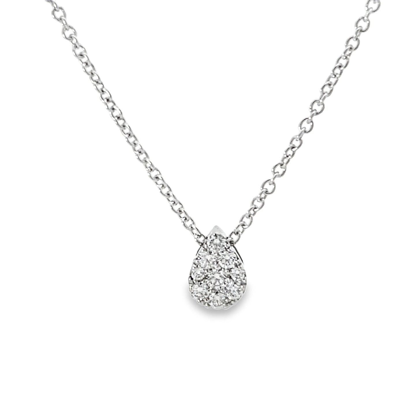 18KW PEAR-SHAPED DIAMOND PENDANT NECKLACE
