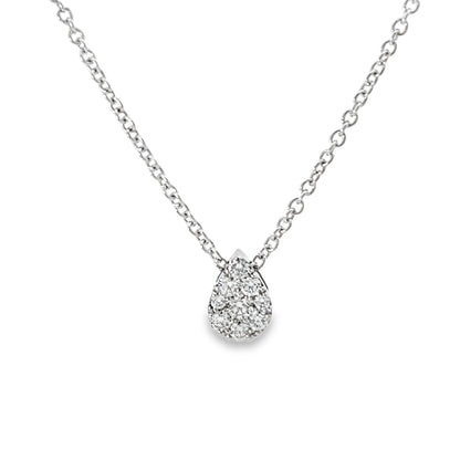 18KW PEAR-SHAPED DIAMOND PENDANT NECKLACE