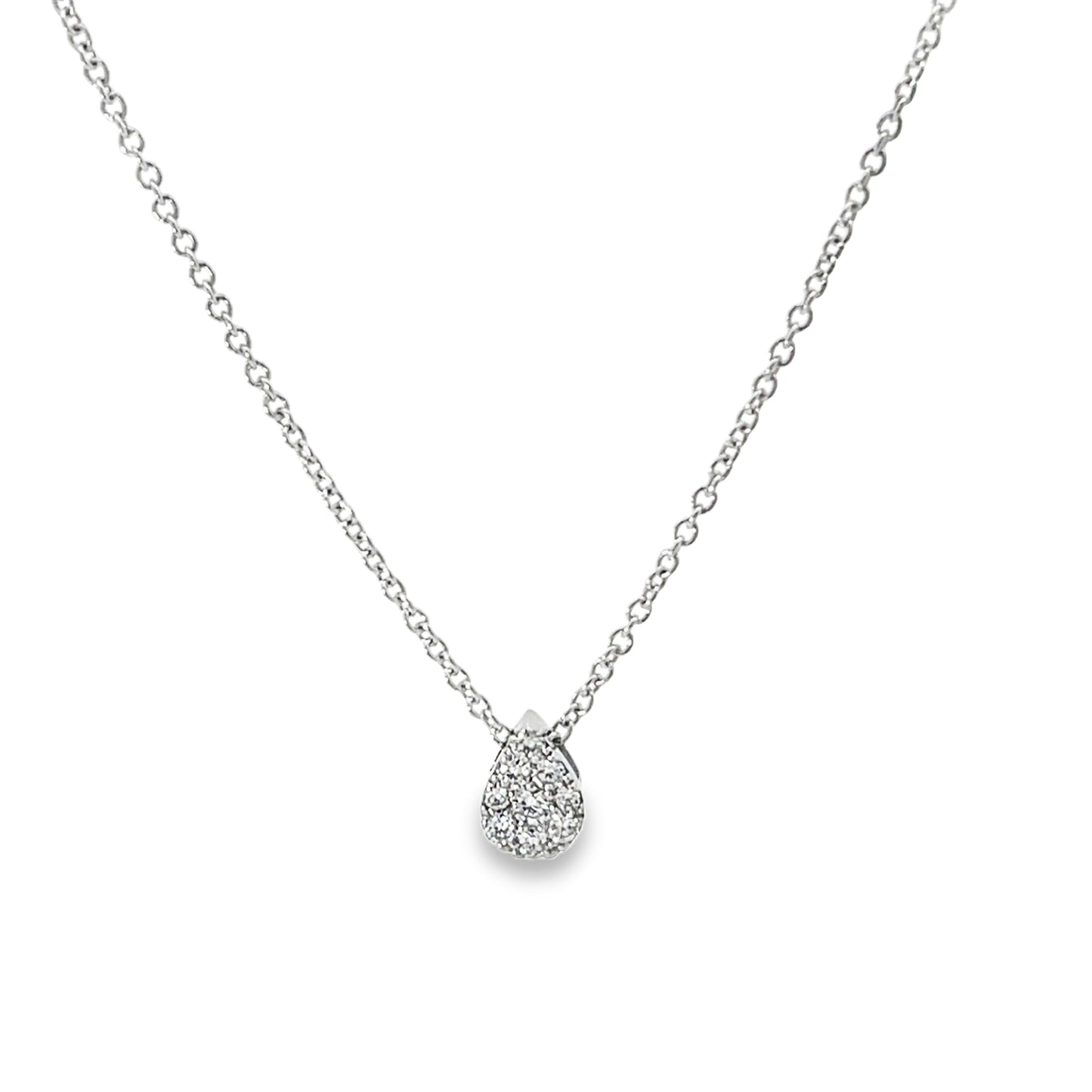 18KW PEAR-SHAPED DIAMOND PENDANT NECKLACE