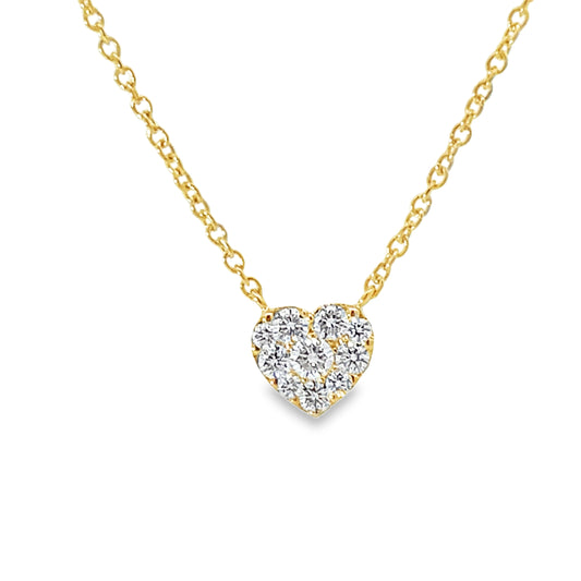 18KY Diamond Heart Pendant Necklace with Brilliant Cut Diamonds