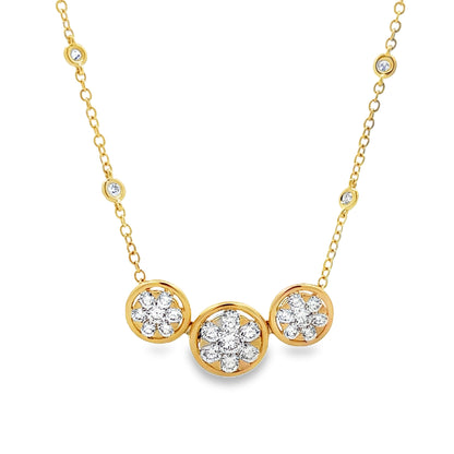 18KY DIAMOND CLUSTER FASHION NECKLACE
