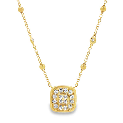 18KY SQUARE DIAMOND PENDANT NECKLACE