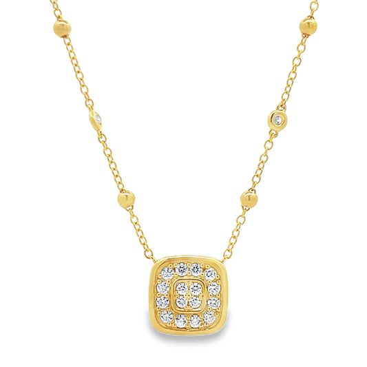 18KY SQUARE DIAMOND PENDANT NECKLACE