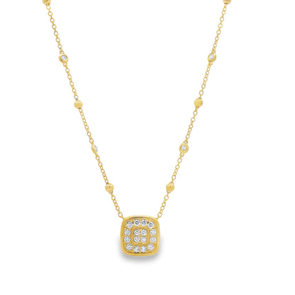 18KY SQUARE DIAMOND PENDANT NECKLACE