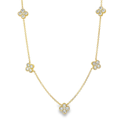 18KY DIAMOND CLOVER STATION NECKLACE