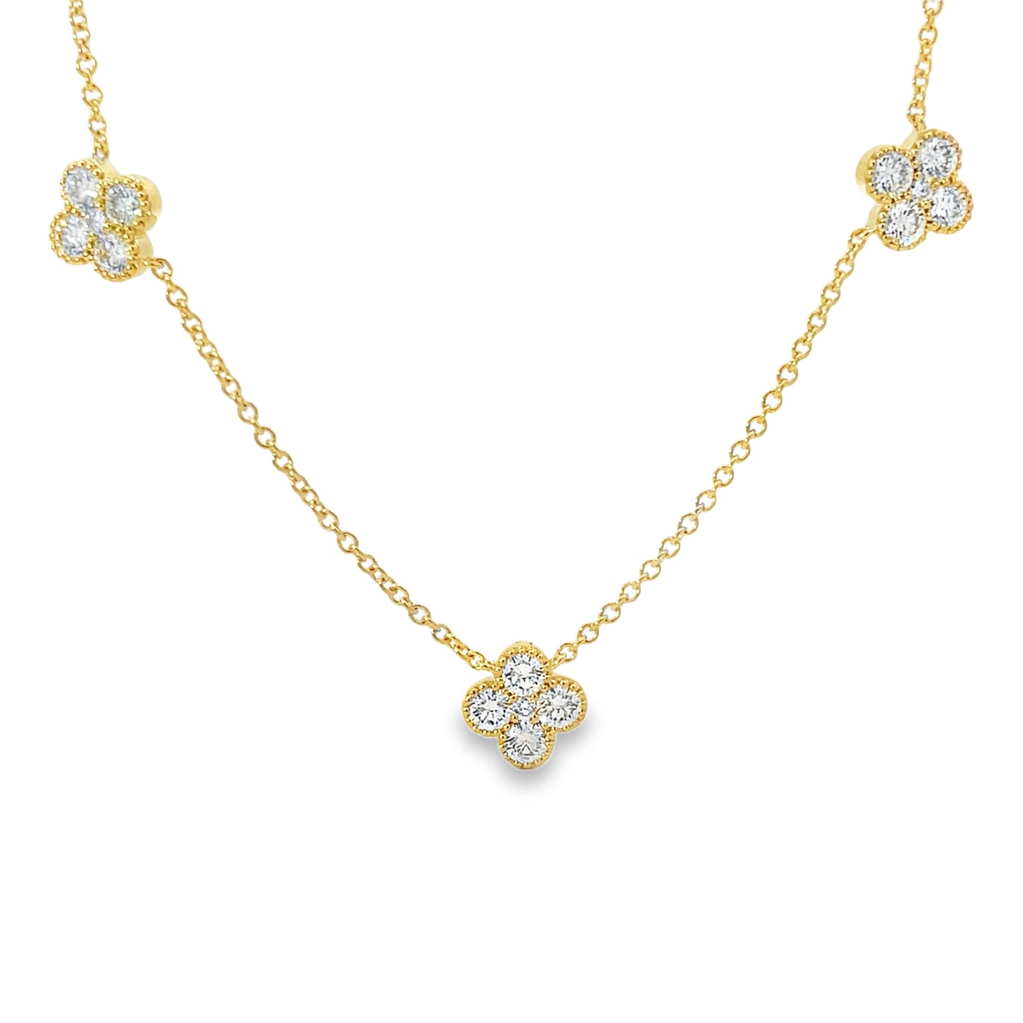 18KY DIAMOND CLOVER STATION NECKLACE