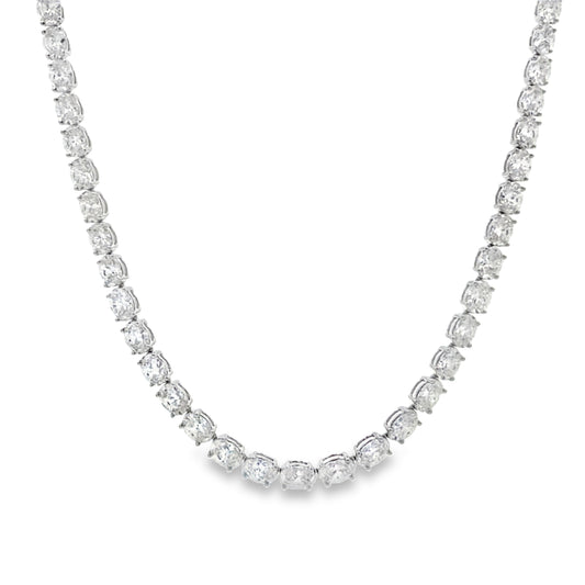 18KW OVAL CUT DIAMOND TENNIS NECKLACE