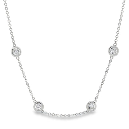 18KW BEZEL SET DIAMOND STATION NECKLACE