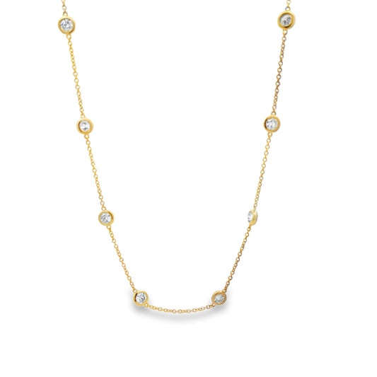 18KY BEZEL SET DIAMOND STATION NECKLACE