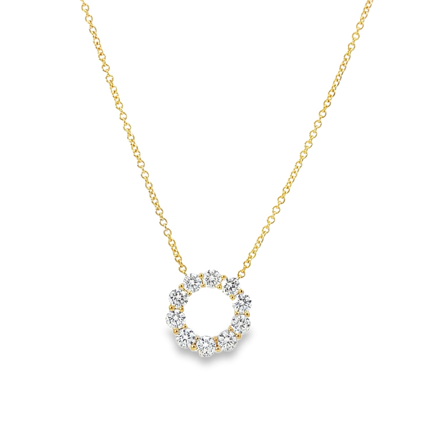 18KY DIAMOND CIRCLE PENDANT NECKLACE